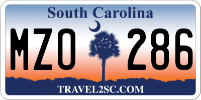 SC license plate MZO286