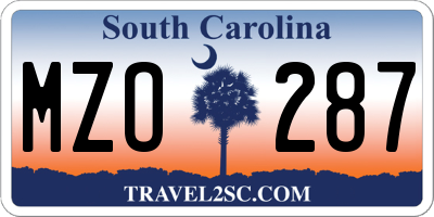 SC license plate MZO287