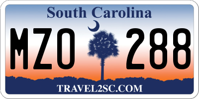 SC license plate MZO288