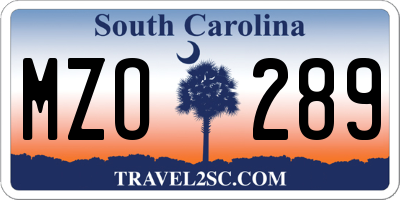 SC license plate MZO289