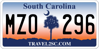 SC license plate MZO296