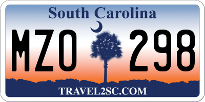 SC license plate MZO298