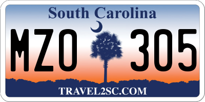 SC license plate MZO305