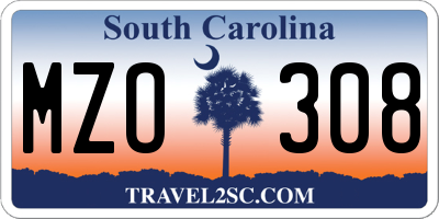 SC license plate MZO308