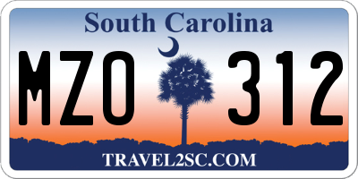 SC license plate MZO312