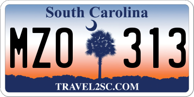 SC license plate MZO313
