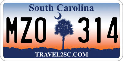 SC license plate MZO314