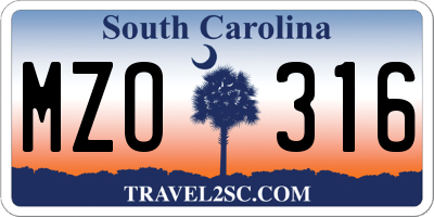SC license plate MZO316