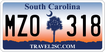 SC license plate MZO318