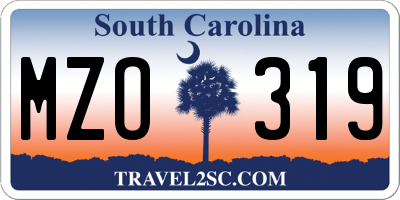 SC license plate MZO319