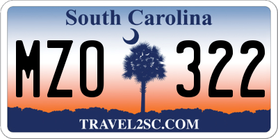 SC license plate MZO322