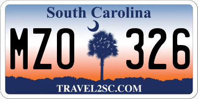 SC license plate MZO326