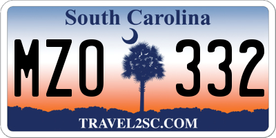 SC license plate MZO332