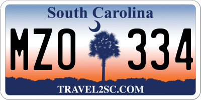 SC license plate MZO334