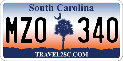 SC license plate MZO340