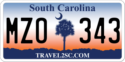 SC license plate MZO343