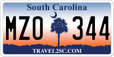 SC license plate MZO344