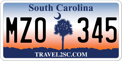 SC license plate MZO345