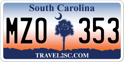 SC license plate MZO353