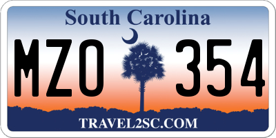 SC license plate MZO354