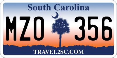 SC license plate MZO356
