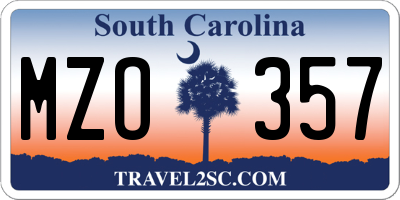 SC license plate MZO357