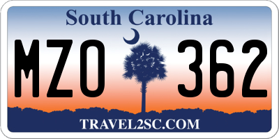SC license plate MZO362