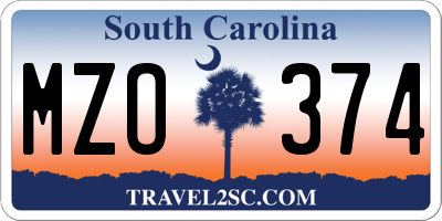 SC license plate MZO374