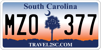 SC license plate MZO377
