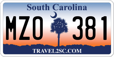 SC license plate MZO381