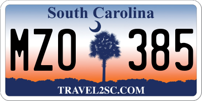 SC license plate MZO385