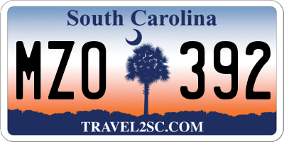 SC license plate MZO392