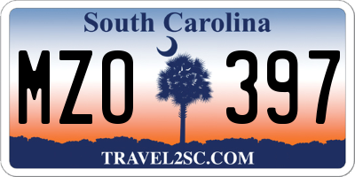 SC license plate MZO397