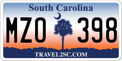 SC license plate MZO398