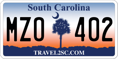 SC license plate MZO402