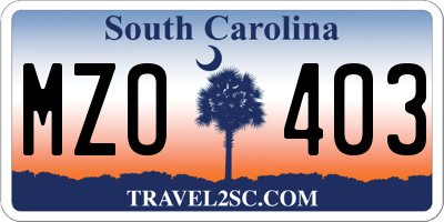 SC license plate MZO403
