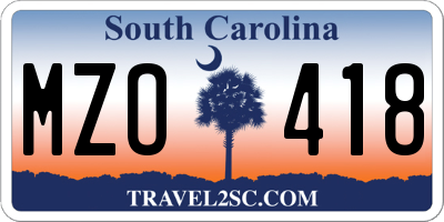 SC license plate MZO418