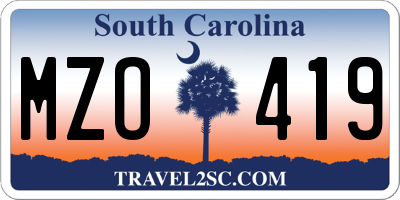 SC license plate MZO419