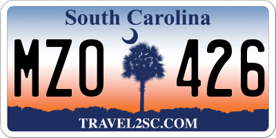 SC license plate MZO426