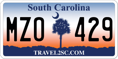 SC license plate MZO429