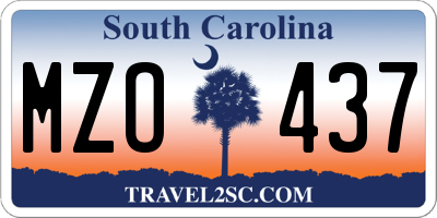 SC license plate MZO437