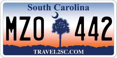 SC license plate MZO442