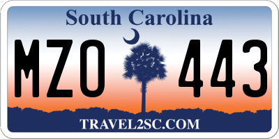 SC license plate MZO443