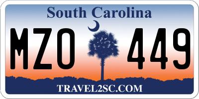 SC license plate MZO449