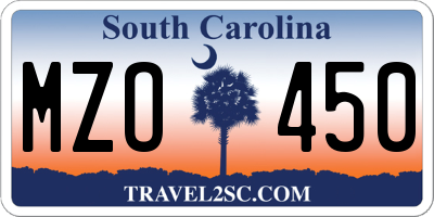 SC license plate MZO450