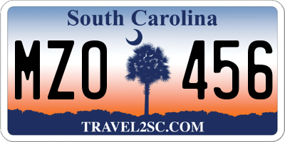 SC license plate MZO456