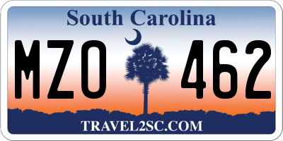 SC license plate MZO462