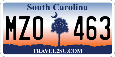 SC license plate MZO463