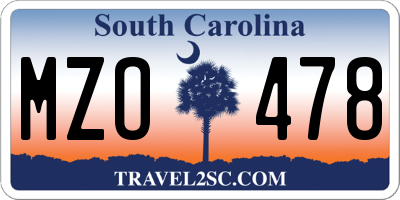 SC license plate MZO478