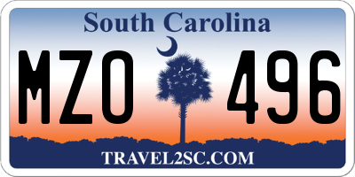 SC license plate MZO496